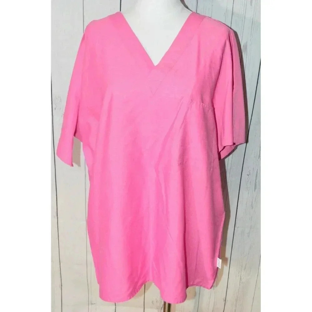 Crest Women's Pink Short Sleeve Scrub Shirt Size L